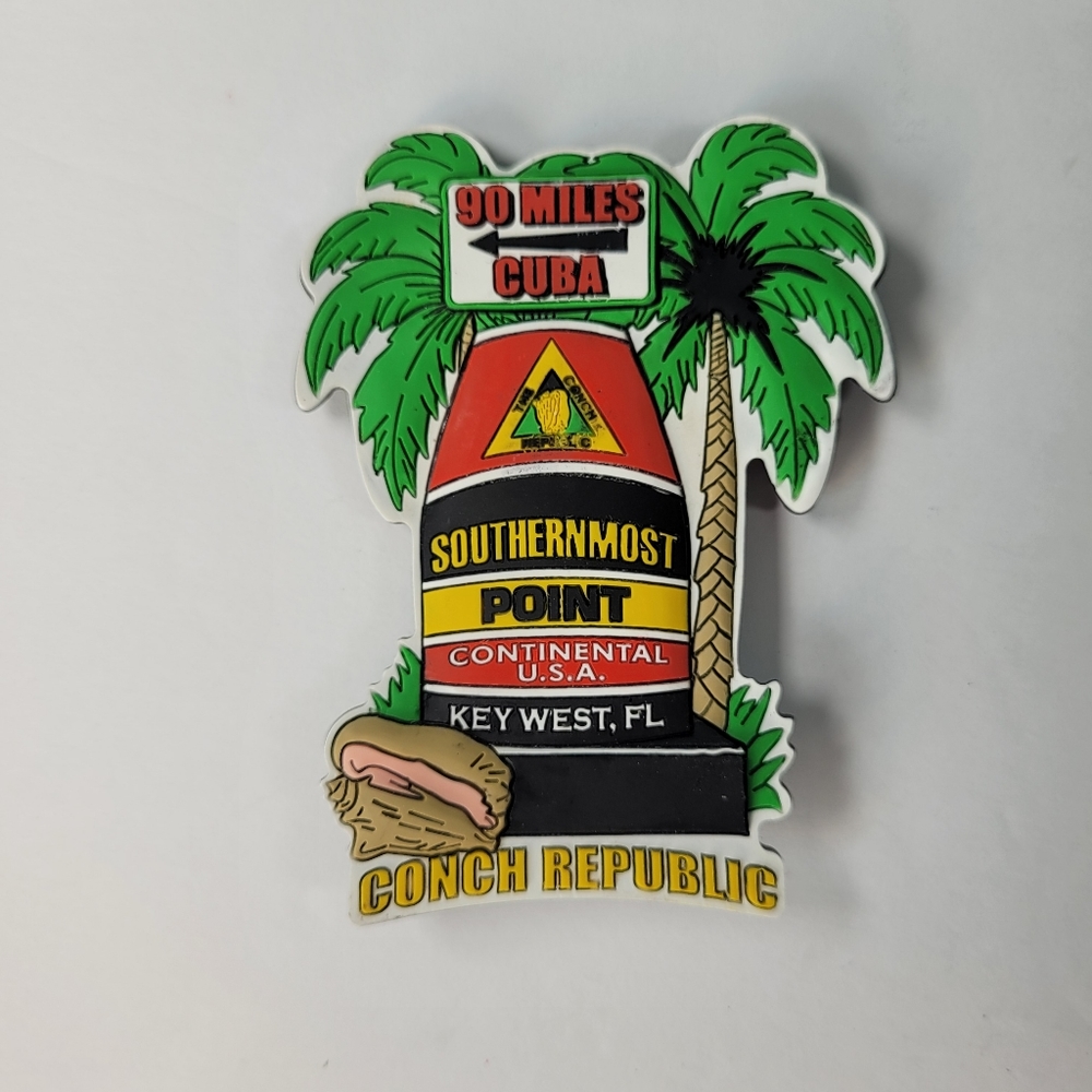 CONCH REPUBLIC Key West Florida Flexible Rubber Magnet Palm Tree